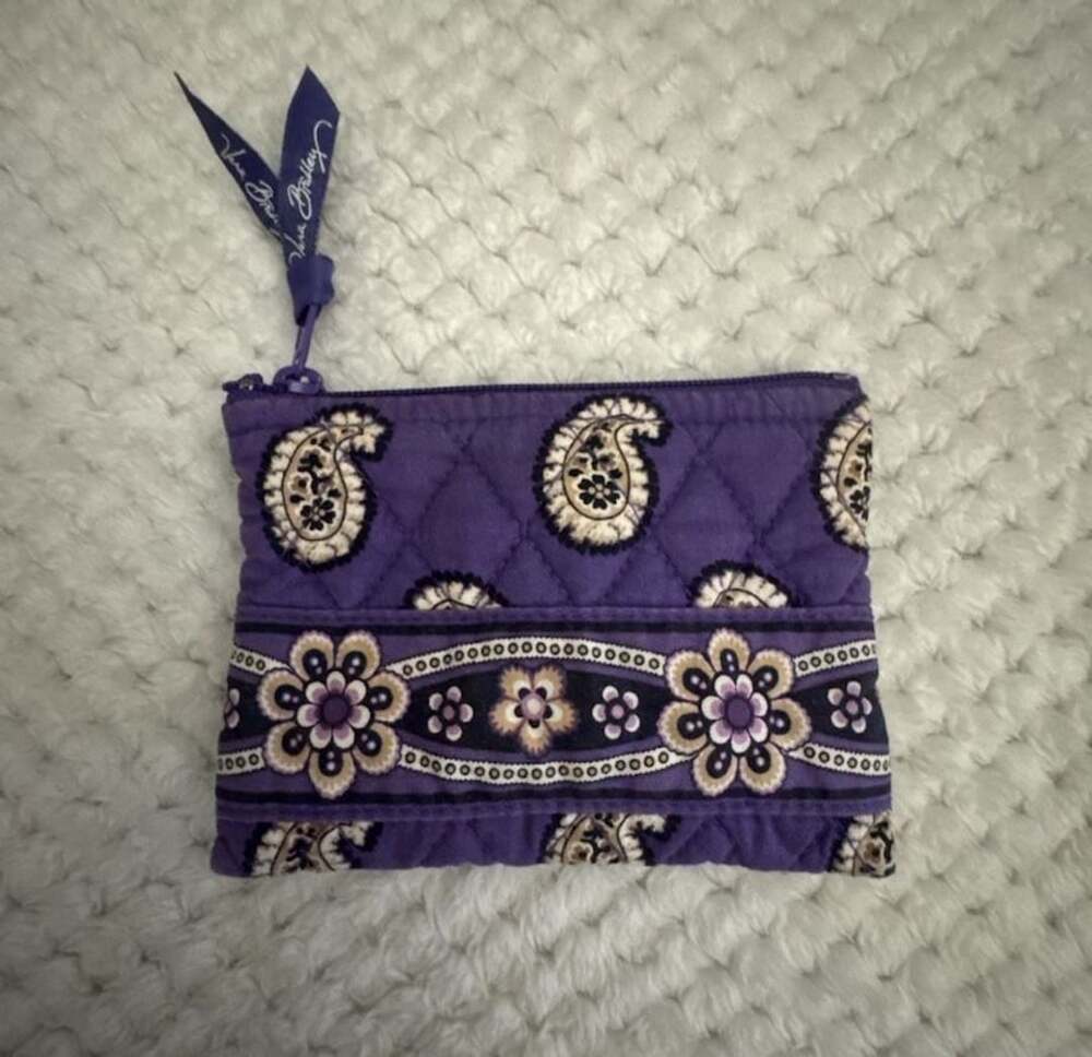 Vera Bradley Quilted Purple Paisley Zip Case Coin Purse